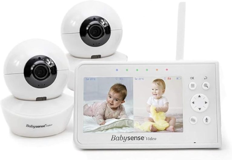 Babysense Moniteur Vidéo pour Bébé, Babyphone avec Écran Divisé 4,3 pouces et 2 Caméras