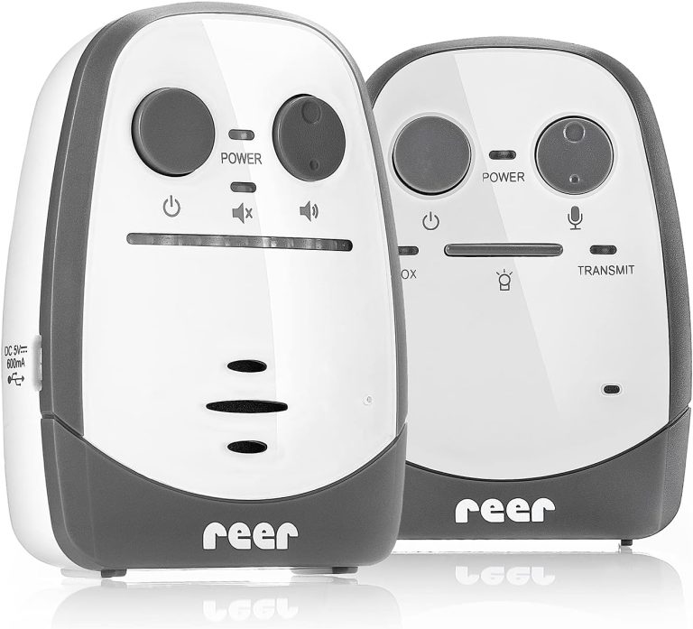 Reer Cosmo 50150 Babyphone de l'inventeur du babyphone, avec veilleuse, alarme vibrante et fonction interphone, blanc, portee de 600 m